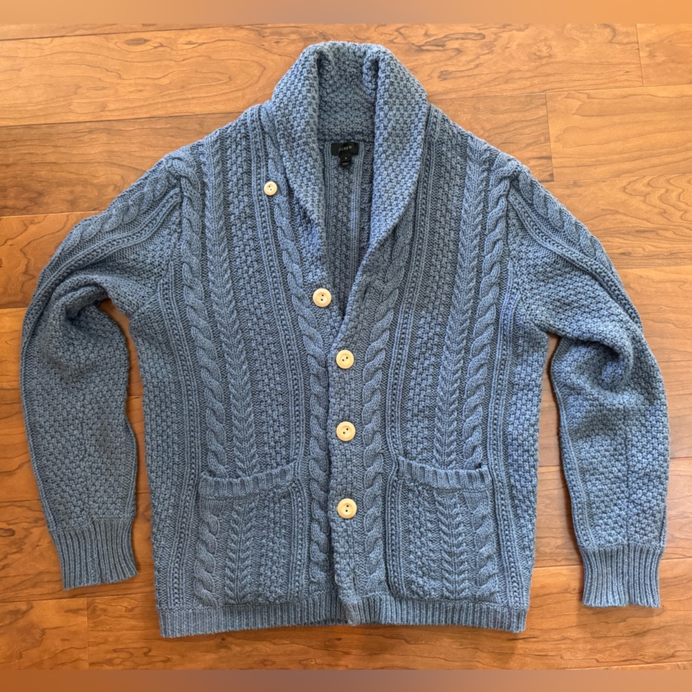 J. Crew Pale Blue Cotton Shawl Collar Cardigan